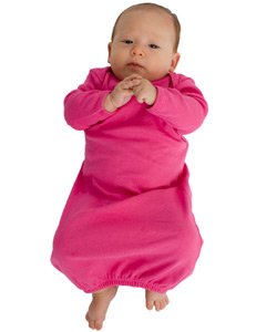 American Apparel Infant Baby Rib Long Sleeve Gown 0 - 3 Months-pink