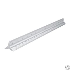 Aluminium Dreikant - Lineal 30 cm uvm. Skalen: 1:100, 1:75, 1:50, 1:25 und 1:20