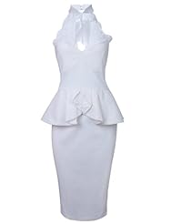 Polyester Peplum High-Neck Midi Dress 