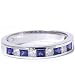 .50CT Princes Square Cut Diamond & Blue Sapphire 14k White Gold Wedding Anniversary Channel Set Bridal Ring Band Color (H) Clarity (I1) Size 6 Resizable