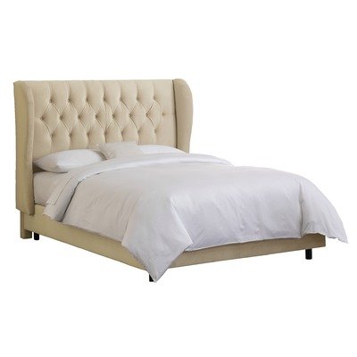 Tufted Wingback Bed in Velvet Buckwheat Size: Queen