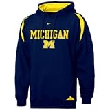 Michigan Wolverines NCAA Youth Pass Rush Hoody Sweatshirt by Nike (Navy Blue)
