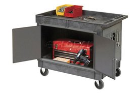 Mobile Tool Cabinet Cart & Work Center With Tray Top Shelf 5" Rubber Casters
