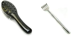 Motorized Hair Brush Head Tingler Therapeutic Head Scalp Massager and Telescoping Back Scratcher
