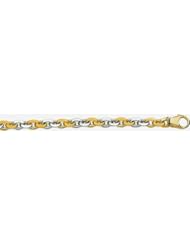 7mm Fancy Two Tone Gold Link Bracelet 8"