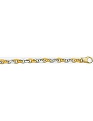 7mm Fancy Two Tone Gold Link Bracelet 9"