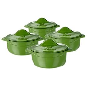 Calphalon Enamel Cast Iron Mini Soup Pots, Chive Green by Calphalon