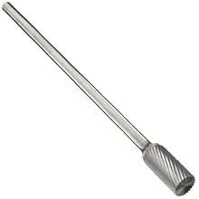 PFERD Cylindrical Carbide Bur, Long-Length, Uncoated (Bright) Finish, Single Cut, End Cut End