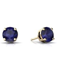 Genuine Sapphire 14kt Yellow Gold Stud Earrings