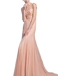 A-line Cocktail Floor Length Chiffon Ruched Beaded One Shoulder Homecoming Dress/Pageant Dress/Prom Dress/Party Dress/Wedding Dress 