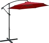 Deluxe Round Adjustable Cantilever Patio Market Umbrella - Burgundy