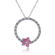 Pink Sapphire Diamond Circle of Love Flower Pendant