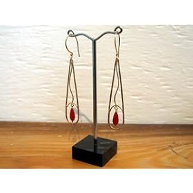 Gold Art Deco Coral Drop Earrings