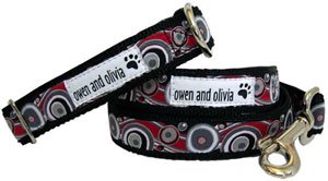 Owen & Olivia Designer Dog Leash-Red & Black Swirl (6 Ft)