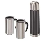Produkt-Bild: Edelstahl Thermo Isolier Set Edelstahlbecher Becher Thermosflasche Flasche Kanne