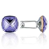 Forzieri Violet Swarovski Crystal Silver Plated Cufflinks