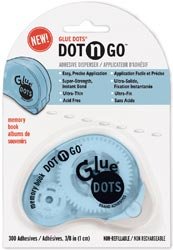 Glue Dots 3/8-Inch Memory Dot 'n Go Disposable Dispenser, 300 Clear Dots