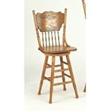 24 Inch Bar Stool with Back in Oak - Coaster