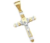 14k Yellow and White Gold Cross Crucifix Pendant HEAVY