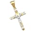 14k Yellow and White Gold Cross Crucifix Pendant HEAVY