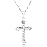 14k White Gold 1/6ctw Round Brilliant Diamond Cross Pendant (GH/I1-I2)