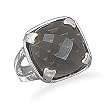 Square Faceted Smoky Quartz Ring
