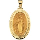 18k Yellow Gold Miraculous Medal 29x20mm - Size 6 - JewelryWeb