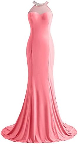 Chic Amigas Mermaid Prom Dresses Spandex Scoop Beading Evening Gown 078WM-16