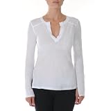 Beyond Yoga Organic Pima Long Sleeve Henley (White, X-Small)