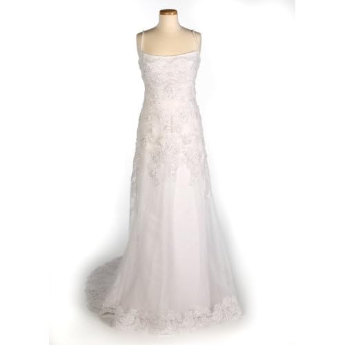 White Spagetti Strap Wedding Gown