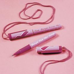Pink Ribbon Pens On A Rope (Recieve 24 Pens Per Order)