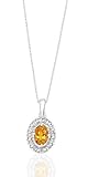 .46 TCW GENUINE OVAL CITRINE & DIAMOND 14K PENDANT