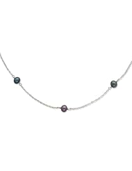 Sterling Silver 7-8mm Black Freshwater Cultured Pearl Necklace