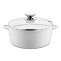 Berndes 032145 Vario Click Induction White Aluguss Kochtopf keramik mit Glasdeckel 24 cm, 4 l