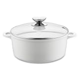 Berndes 032145 Vario Click Induction White Aluguss Kochtopf keramik mit Glasdeckel 24 cm, 4 l