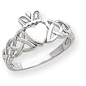 14k White Gold Mens Claddagh Ring - Size 9.5
