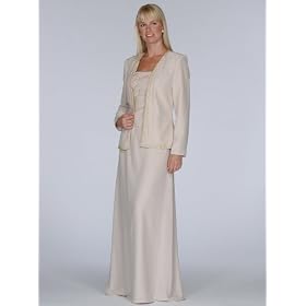 Formal Evening Dress with Short Jacket - Mother of Bride & Groom, Wedding, Party, MOB Gown by Sean Collection (7257) Champagne