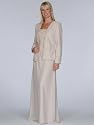 Champagne Formal Evening Dress with Jacket - Mother of Bride & Groom, Wedding, Party, MOB Gown by Sean Collection (7257)