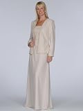 Champagne Formal Evening Dress with Jacket - Mother of Bride & Groom, Wedding, Party, MOB Gown by Sean Collection (7257)