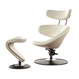 IMAGE OF Human Design Peel Chair with Footrest Fabric: Onyx Black Leather, Frame: Natural