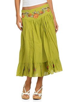 Cotton Crinkle Bohemian Style Skirt, Reg & Plus Sizes