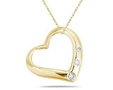 Open Heart Three Stone Diamond Pendant in 14k Yellow Gold