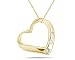 Open Heart Three Stone Diamond Pendant in 14k Yellow Gold