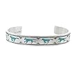 Running Wolf Cuff Bracelet in Sterling Silver with Turquoise Chip Inlay, #7901