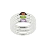 Sterling Silver Multi Gemstone Stackable Ring Set