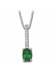 14K White Gold Oval Cut Chrome Tourmaline and Diamond Pendant -- LIFETIME WARRANTY