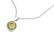 Sterling Silver Necklaces - Bezel Set Pendant with Olive Green CZ - 10mm Pendant Height with 16in. or 18in. Chains