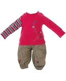 : Petit Lem 2pc Retro Pink L/S Tee and Grey Flower Pants