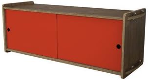 Housefish Key Modular Storage with Door, Short, Walnut and Red