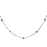 14k White Gold Natural Pink Sapphire 7 Stations Bezel Necklalce Pendant Ct.tw 0.30